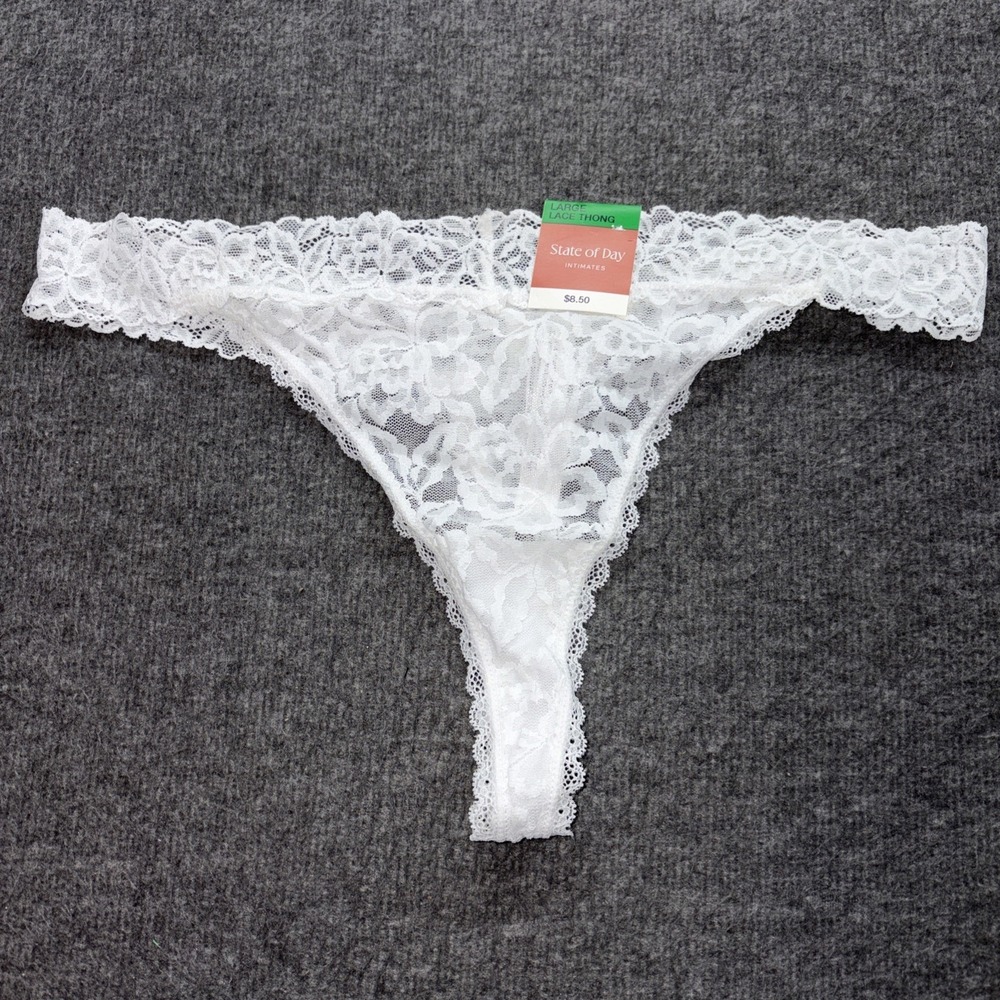 State‎ Of Day Intimates Large Lace Thong Bright White